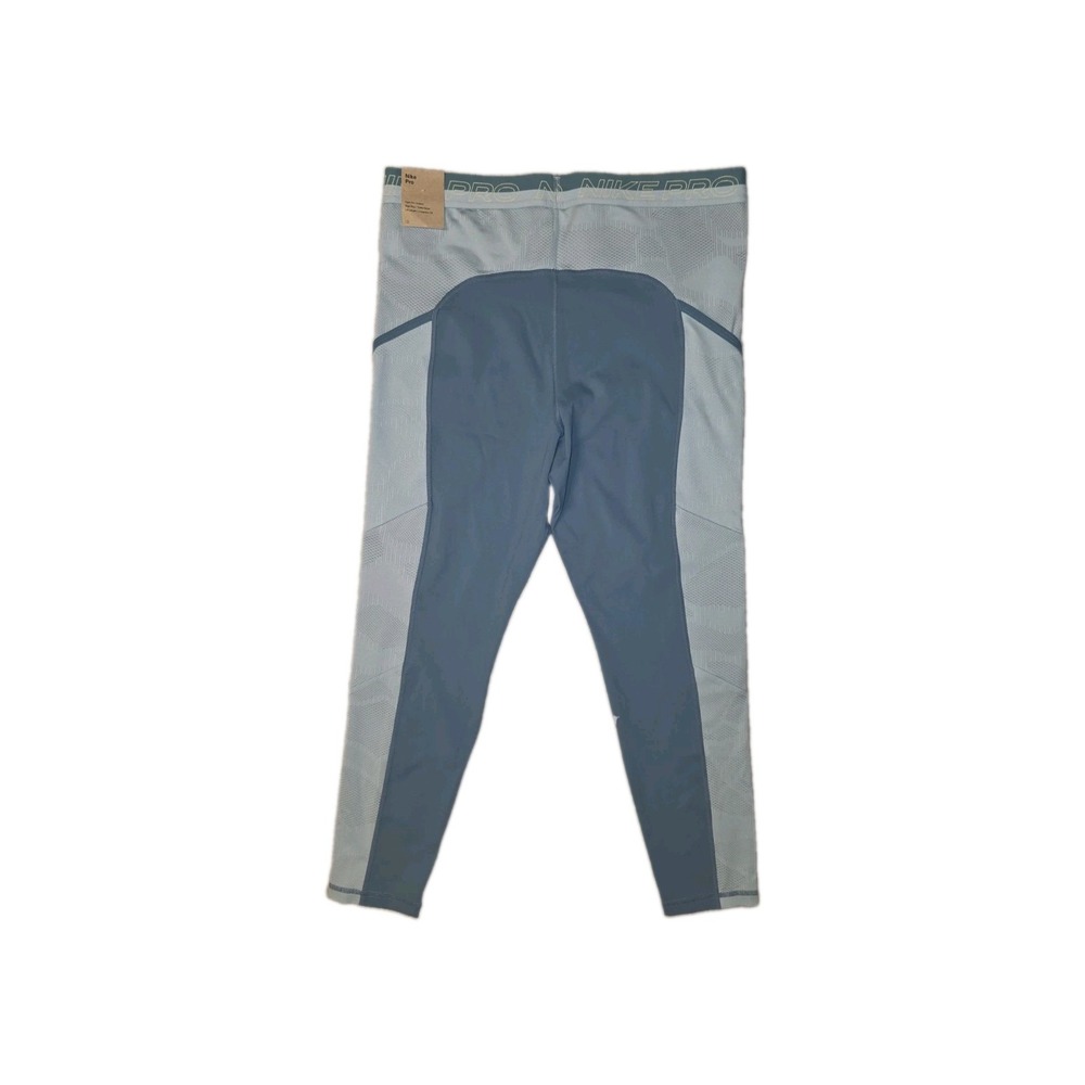 Nike Pro High-Waisted 7/8 Training Aqua Blue Leggings XL DX0063-440 - Picture 3 of 9